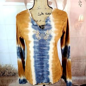 Harley Davidson color block Tiedyed blouse
